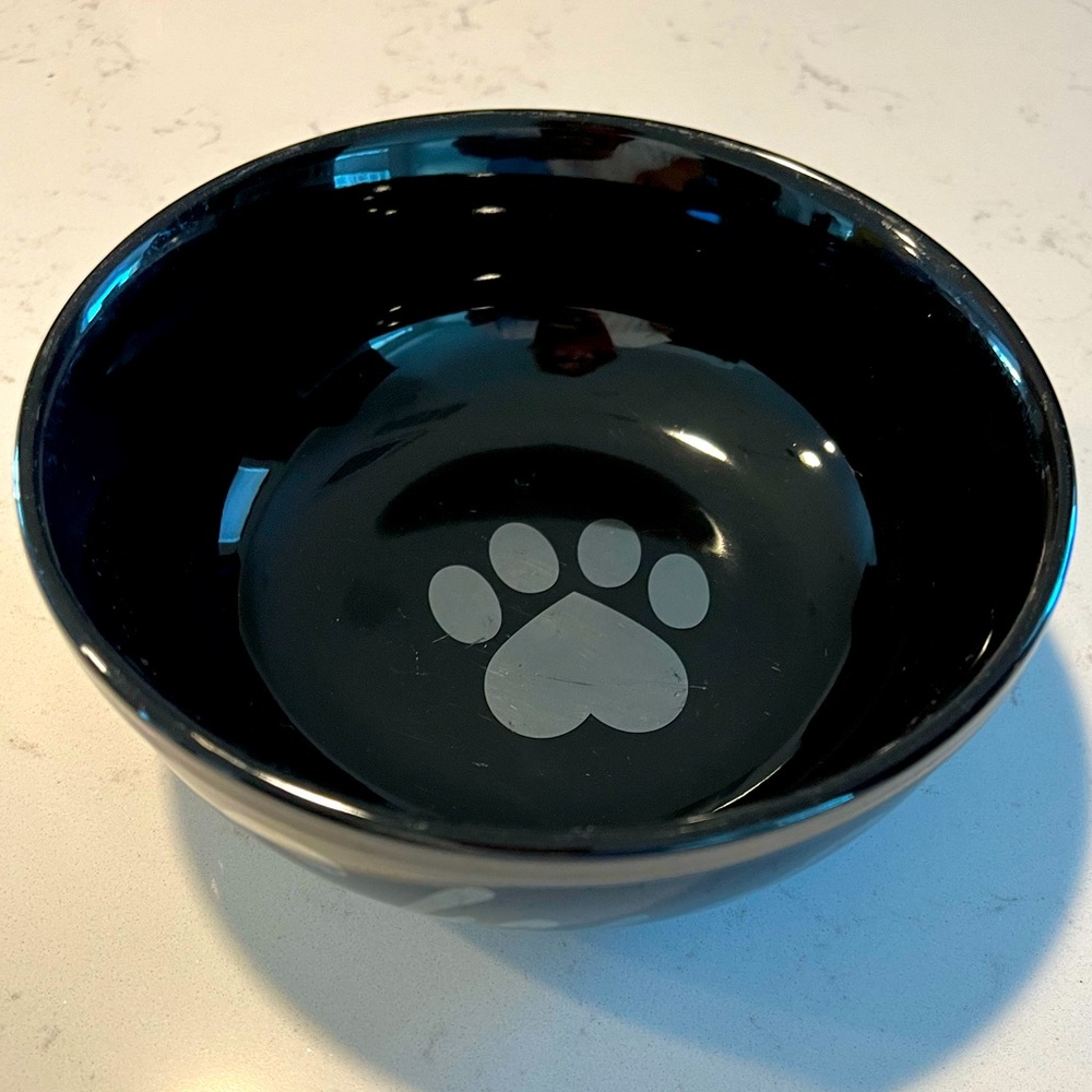 “Stud” black ceramic dog bowl